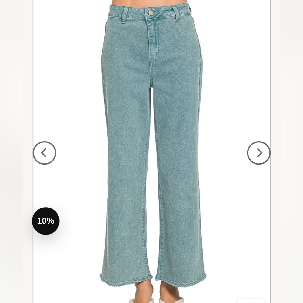 ZenAna stretch denim wide leg flare distressed bottom
